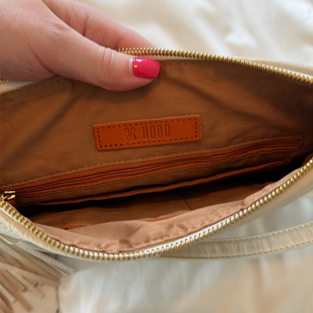 HOBO Cream Leather Crossbody with Tassel Detail - Picture 2 of 2